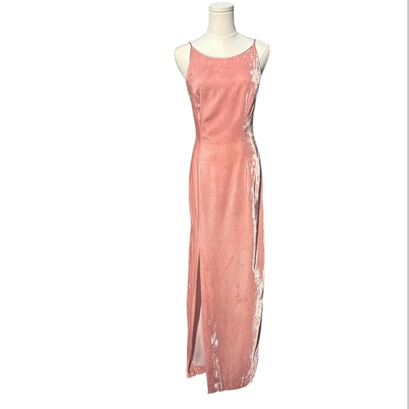 Jessica McClintock Gunne Sax Maxi Dress Velvet Lace Y2K Vintage Pink Size 5/6 - Picture 1 of 13